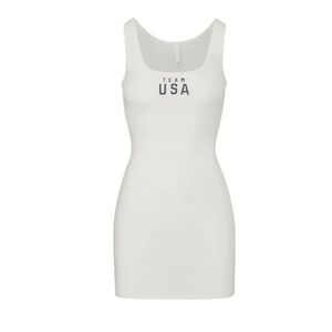 SKIMS White Scoop Neck 'TEAM USA' Mini Dress